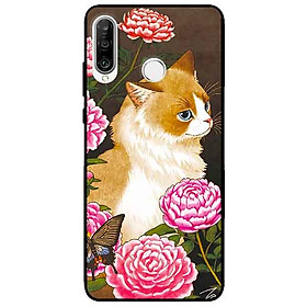 Ốp lưng in cho Huawei P30 Lite Mẫu Mèo Và Hoa