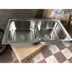 CHẬU RỬA CHÉN INOX 100%, 2 Hộc 90*50 BỘ XẢ