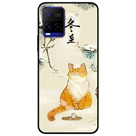 Ốp lưng dành cho Vivo Y21 - Vivo Y21s mẫu Mèo Uống Trà