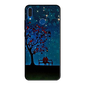 Ốp Lưng in cho Huawei Y9 2019 Mẫu Cặp Đôi Ngồi Ghế Đá - Hàng Chính Hãng