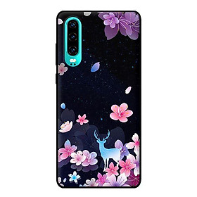 Ốp in cho Huawei P30 Hoa Hươu Nền Đen - Hàng chính hãng