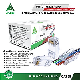 Đầu Mạng VP-Link CAT5E Xuyên Thấu RJ45 (100pcs) - Hàng chính hãng
