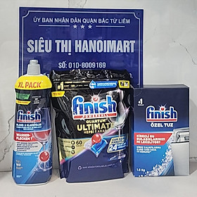 Combo viên rửa bát finish quantum 60 + muối Somat 1.2kg + Nước làm bóng alio 1 lít dùng cho máy rửa bát