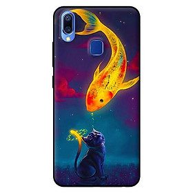 Ốp lưng in cho Vivo Y91 mẫu Mèo Và Cá - Hàng chính hãng