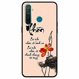 Ốp lưng in cho Realme 5, Realme 5s, Realme 5i Mẫu Thư Pháp Nhẫn Nền Hồng