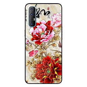 Ốp lưng dành cho Oppo Reno 3 Pro mẫu Mẫu Đơn Đỏ Hồng