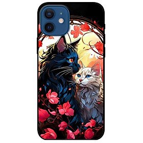 Ốp lưng dành cho Iphone 12 - 12 Pro - 12 Pro Max - 13 Mini - 13 - 13 Pro - 13 Pro Max - Mèo Trắng Đen - Hàng Chính Hãng