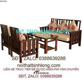 Bộ bàn ghế salon gỗ sồi xám tự nhiên