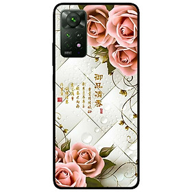 Ốp lưng dành cho Redmi Note 12 - Redmi Note 12 Pro - Redmi Note 12 Pro 5G - Hoa Hồng Nền Sọc Carô - Hàng Chính Hãng