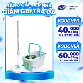 [Tặng Bông Lau] Bộ Lau Nhà MyJae Đài Loan Sợi Microfiber Xoay Siêu Tốc 360 Độ Thông Minh 129.5cm