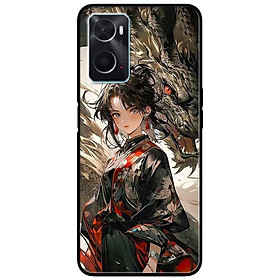 Ốp lưng cho Oppo A36 - A60 4G - A74 - A76 - A95 4G - A96 4G - Cô Gái Và Rồng Đen - Hàng Chính Hãng