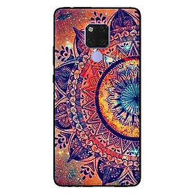 Ốp lưng in cho Huawei Mate 20 mẫu Hoạ Tiết Mandala Đen Cam - Hàng chính hãng