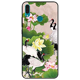 Ốp lưng in cho Huawei Y9 2019 Mẫu Sen Và Hạc