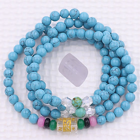 [Mệnh Thủy, Mộc] Bộ Vòng Chuỗi, Tràng Hạt 108 Hạt 6 Ly Đá Thiên Hà Xanh Charm Lục Tự Chân Ngôn - Tràng Chuỗi Niệm Phật - An Yên - Thịnh Vượng - May Mắn - Tài Lộc
