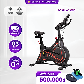 Xe đạp tập thể dục tại nhà Toshiko W15, khung xe thép chống rỉ [Lắp đặt tại nhà], phanh từ êm ái không gây ồn, điều chỉnh yên xe linh hoạt theo dáng ngồi, cảm biến nhịp tim theo nhịp đạp