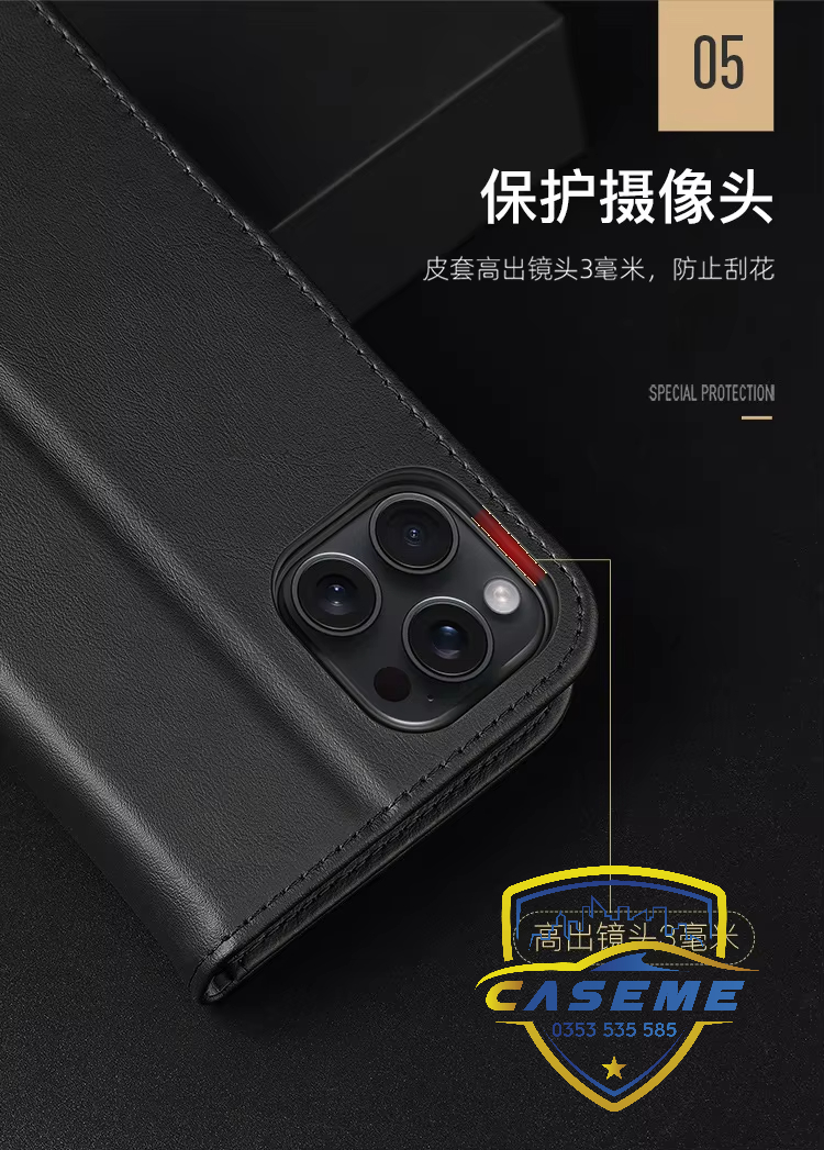 Bao da dạng ví dành cho iPhone 16 Pro Max, iPhone 16 Pro, iPhone 16 Plus, iPhone 16 hiệu Dux Ducis Hivo bảo vệ camera, có ví cải thẻ, chân dựng, chống sốc cao cấp - Hàng chính hãng.