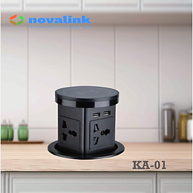 Ổ điện nâng hạ thông minh lắp âm bàn đảo Novalink KA-01, tích hợp sạc không dây - Hàng nhập khẩu chính hãng