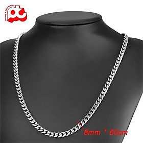 Dây chuyền nam thời trang rẻ đẹp titan lặc xéo cao cấp trangsucpt kích cỡ 8mm màu trắng PTDCNA158