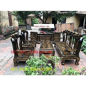 bộ bàn ghế phòng khách minh quốc đào gỗ tràm tay 10 phun vân