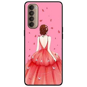 Ốp lưng dành cho Oppo Reno 4 Pro mẫu Cô Gái Váy Hồng