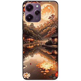 Ốp lưng cho Xiaomi Redmi 12 4G - Redmi Note 12 4G - 12 Pro 4G - 12 Pro 5G - Đêm Sáng Sen Đỏ - Hàng Chính Hãng