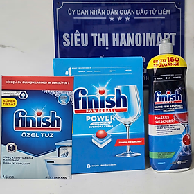 Combo Viên rửa bát Finish All in one 94 viên + Muối Finish 1,5kg + Nước làm bóng Finish 800ml