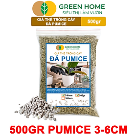 Đá Pumice Greenhome, Bao 500gr, Đất Trồng Sen Đá, Giá Thể Trồng Cây, Lót Chậu, Nhiều Khoáng Chất, Thoát Nước Tốt