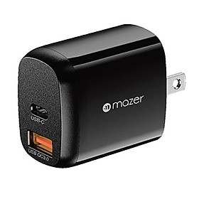 Củ sạc Mazer SuperMINI 20W US Foldable Wall Charger tích hợp 2 cổng USB-C & USB-A - Hàng chính hãng