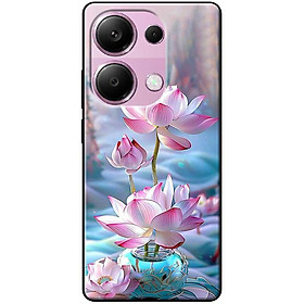 Ốp lưng cho Xiaomi Redmi 9T - Redmi 13 4G - 13C - Redmi Note 13 4G - 13 Pro 4G - 13 Pro 5G - Sen Hồng Bình Xanh - Hàng Chính Hãng