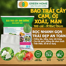 100 Túi Bọc Hoa Quả GreenHome, Ổi Bưởi Xoài Na Mướp (Có Nút Cài), Sử Dụng 3-5 Năm, Nhiều Kích Thước