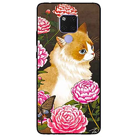 Ốp lưng in cho Huawei Mate 20 Mẫu Mèo Và Hoa