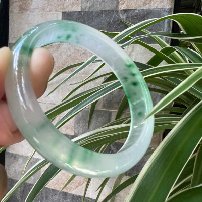 Vòng Tay Nữ Bản Hẹ Đá Mã Não DuLong Trắng Trong Xanh Rong Biển Nhẹ Bóng Đẹp Ni 54mm Cao 12mm Dầy 7mm Món quà tặng Nữ 50kg - 55kg đeo tay xinh rẻ đẹp ý nghĩa ạ