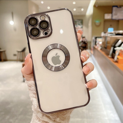 Ốp lưng dành cho iPhone 11 Pro, 11, 11 Pro Max, 12 Pro, 12, 12 Pro Max, 13 Pro, 13 Pro Max, Xs Max, Xs, 14, 14 Plus, 14 Pro , 14 Pro Max  viền màu hở logo Táo sang trọng - Hàng chính hãng