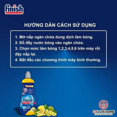 Nước làm bóng Finish 400ml dùng cho máy rửa bát - Hàng chính hãng 