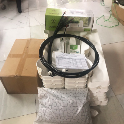 08 Chậu trồng rau thông minh Không thay đất Vertical (màu trắng) nhập khẩu Bồ Đào Nha kèm bộ tưới nhỏ giọt và bón phân Bán tự động (khu vực Không có vòi cấp)