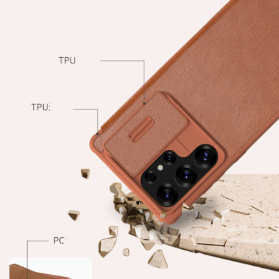 Bao Da Chính Hãng Nillkin Qin Dành Cho Samsung Galaxy S25 Ultra Cao Cấp, Có Ngăn Chứa Thẻ - Hàng chính hãng
