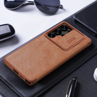 Bao da cho Samsung Galaxy S25 Ultra 5G và S22 - S23 Ultra 5G Nillkin Qin Pro - bảo vệ Camera - Hàng chính hãng