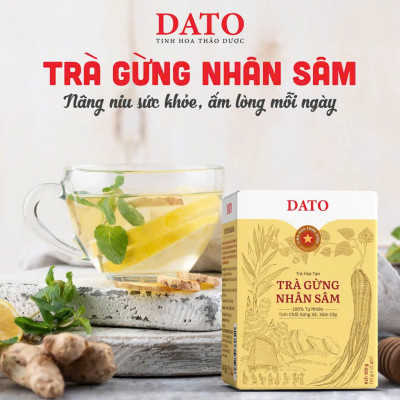 Trà gừng nhân sâm DATO, trà gừng hòa tan. giảm ho, cảm lạnh, làm ấm cơ thể, tăng sức đề kháng.