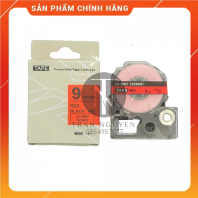 [Combo 3 cuộn] Nhãn in Tepra SC9RW (LC-3RBP) - Chữ đen nền đỏ 9mm x 8m - Hàng nhập khẩu