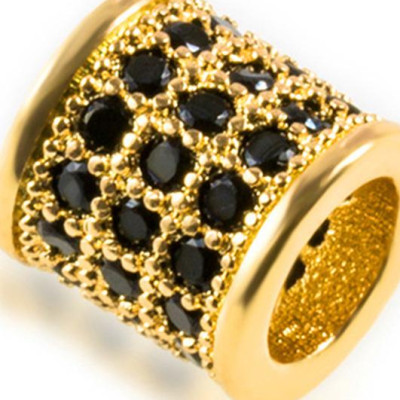 Combo 4 cái charm hợp kim đính đá hình trụ tròn xỏ ngang - Ngọc Quý Gemstones