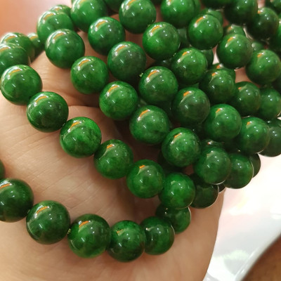 Vòng đeo tay nữ đá cẩm thạch xanh đậm 10mm đẹp  Nữ mệnh mộc hỏa thủy đeo may mắn tài lộc rẻ đẹp ạ