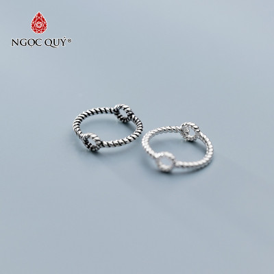 Charm bạc trắng tròn xoắn lồng hạt xỏ ngang - Ngọc Quý Gemstones