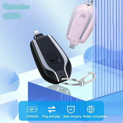 Combo 2 Móc Khoá Kèm Sạc Dự Phòng Cổng Ln Cho Ip 1500Mah Thời Trang