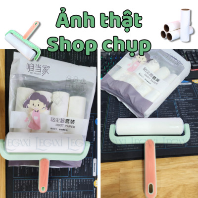 Combo Cây Lăn Bụi Cỡ Lớn 16cm, Kèm 5 Lõi Keo Siêu Dính, Tay Cầm Chắc Chắn, Cây Lăn Lông Mèo, Lông Vật Nuôi, Lăn Bụi Quần Áo, Ga Giường