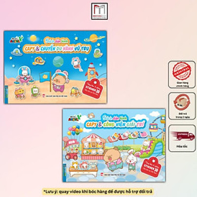 Sách Dán Hình - Capy & Chuyến Du Hành Vũ Trụ + Capy & Công Viên Giải Trí - Tặng Kèm 2 Phòng Sticker 3D - Minh Thắng
