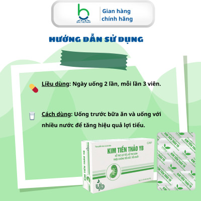 Viên Uống Kim Tiền Thảo YB Hỗ Trợ Lợi Tiểu, Giảm Tiểu Rắt, Tiểu Buốt - Hộp 30 viên