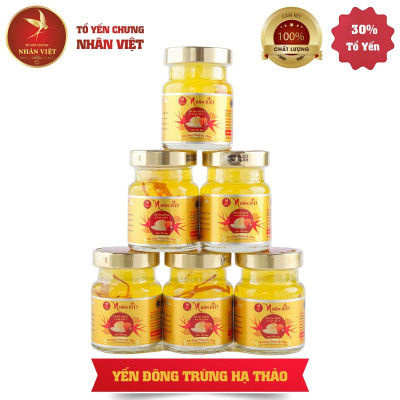 [Hộp 6 Lọ] Nước Yến Sào Chưng Đông Trùng Hạ Thảo Nhân Việt 30% Yến 70ml/Hũ
