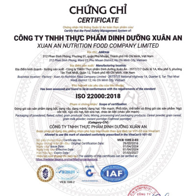 Combo 11 Túi Yến Mạch Hữu Cơ Xuân An [ko đường] Túi 400G(Tặng Kèm 11 Túi Yến Mạch 150G)