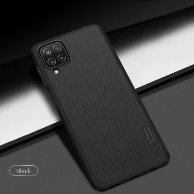 Ốp Lưng Sần chống sốc cho Samsung Galaxy A12 hiệu Nillkin Super Frosted Shield (Đính kèm giá đỡ hoặc miếng dán từ tính) - Hàng Chính Hãng
