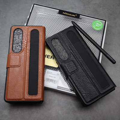 Case bao da chống sốc cho Samsung Galaxy Z Fold 6 trang bị ngăn đựng S-Pen, khe nhét thẻ card hiệu Nillkin Aoge Leather Cover Case (bảo vệ máy cực tốt, chất liệu da thật cao cấp, thiết kế thời trang cá tính) - hàng nhập khẩu